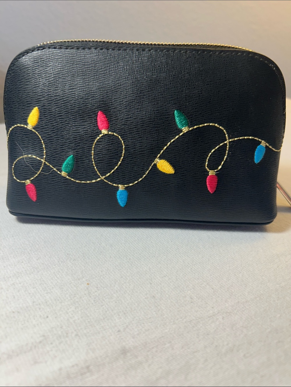 kate spade black cosmetic pouch with colorful light embroidery - Picture 3 of 7
